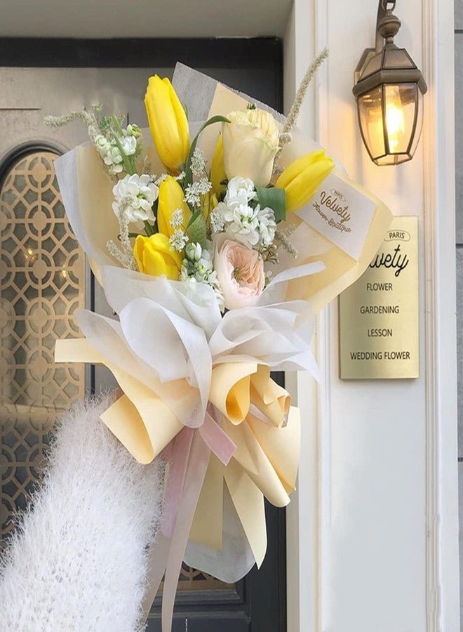 BBJ WRAPS Hand-Drawn Tissue Flower Wrapping Paper Korean Non-Woven Waterproof Floral Bouquet Wraps for Florist Packaging Arrangement, 23x18 Inch - 40 Sheets (White) - Image 3